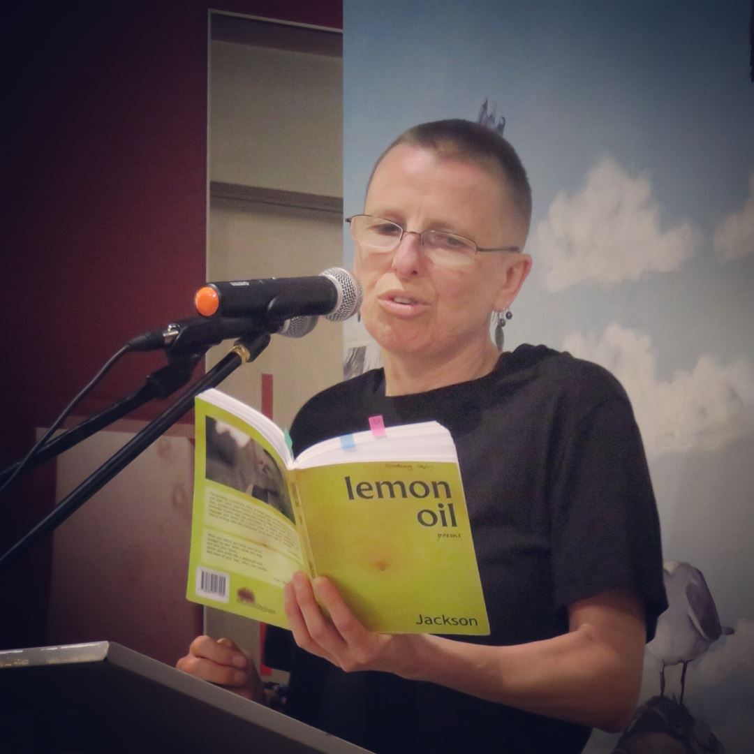 Poet Jackson reading from book 'lemon oil'